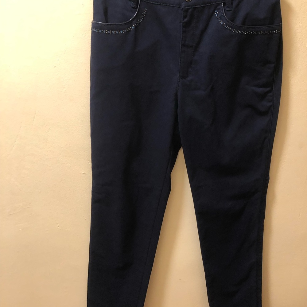 Women’s Navy Stretch Jeans with Pocket Stud Detail
